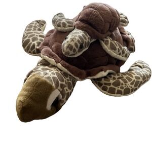 Wild Republic Mom and BABY Sea TURTLE Plush Soft 14" Brown Green